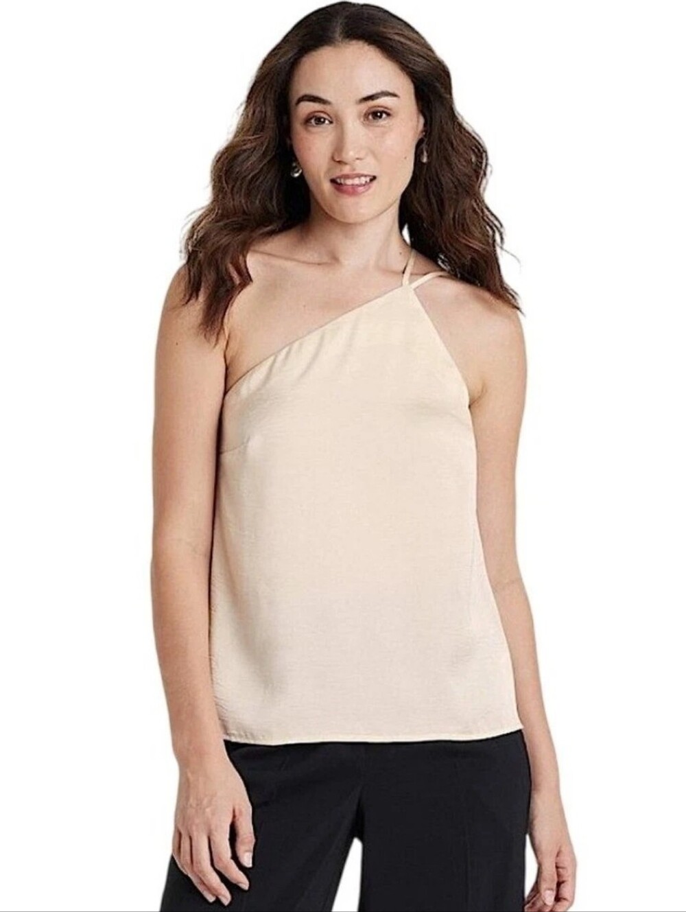 NWT A New Day Tank Top Women's Cream One Shoulder Adjustable Strap Cami